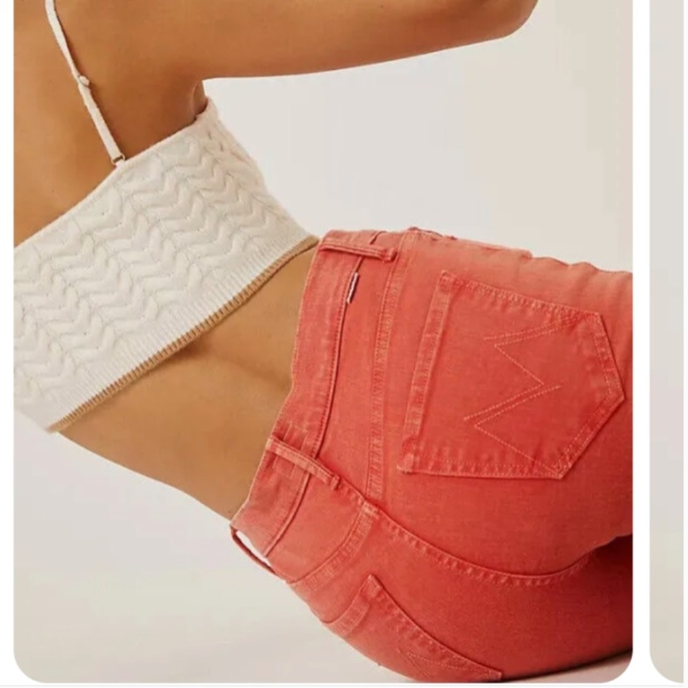 MOTHER denim the hustler ankle fray permission second chance coral jeans 32